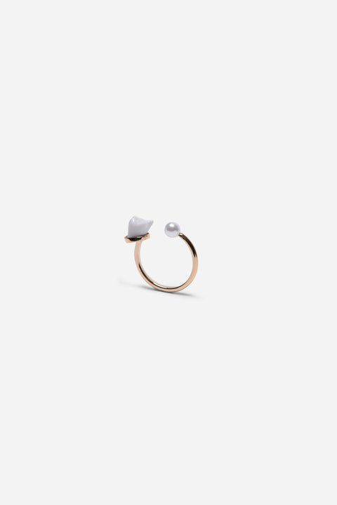 Mini Kitty Pearl Adjustable Gold Ring - ZEITGEIST