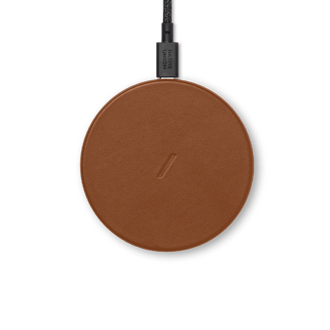 Drop Classic Leather Wireless Charger - Brown - ZEITGEIST