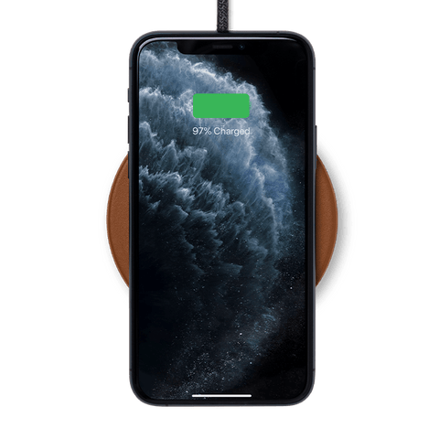 Drop Classic Leather Wireless Charger - Brown - ZEITGEIST